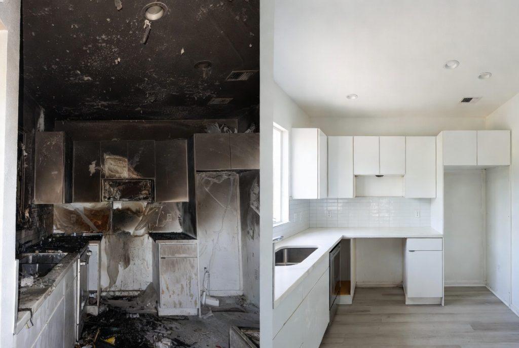 Smoke and soot damage assessment after fire event in Fort Lauderdale area home