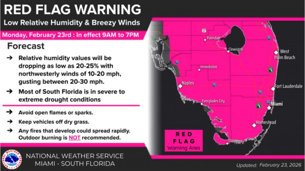 Red Flag Warning in Fort Lauderdale issued by NWS Miami for Broward and Miami-Dade