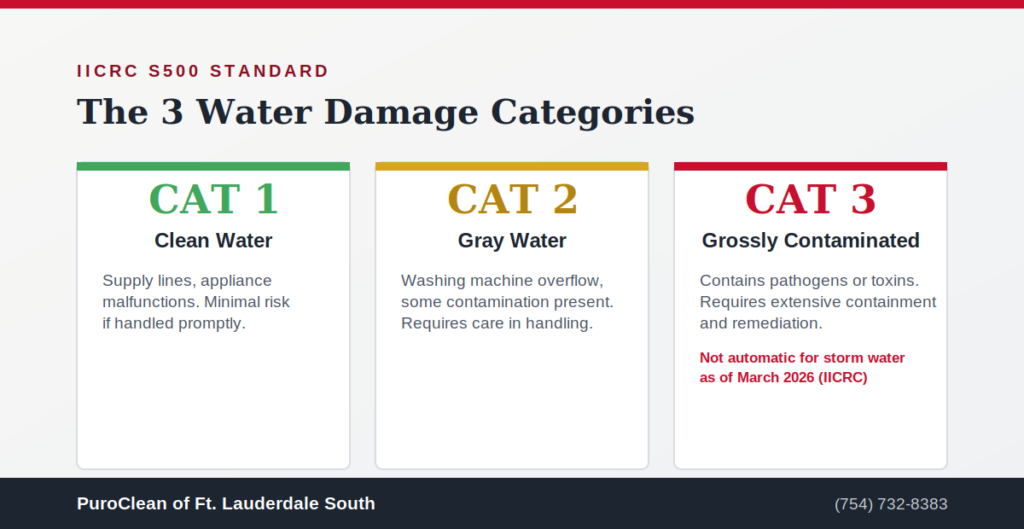 Category 3 water damage storm classification 2026