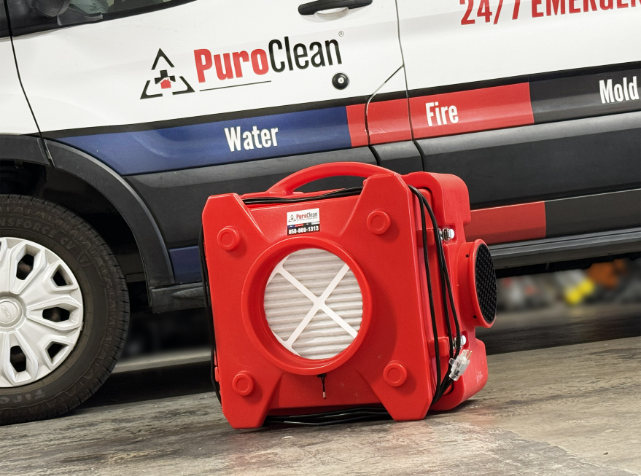 Industrial air scrubber used during professional smoke damage cleanup services in Plantation FL