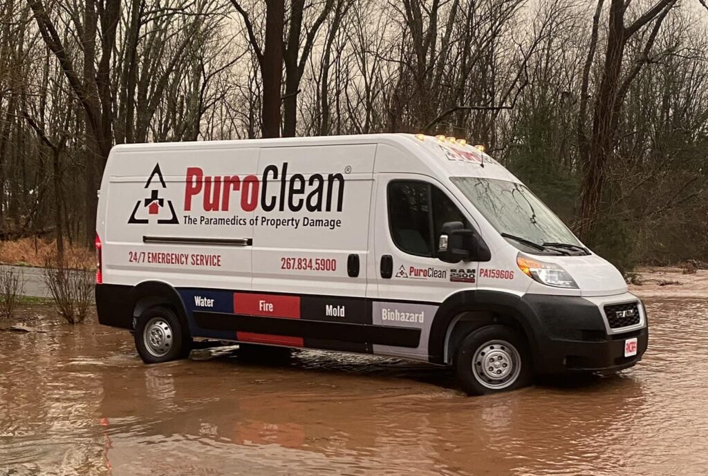 Pennsylvania Flood Prevention PurocLEAN OF Plymouth Meeting bus on a move