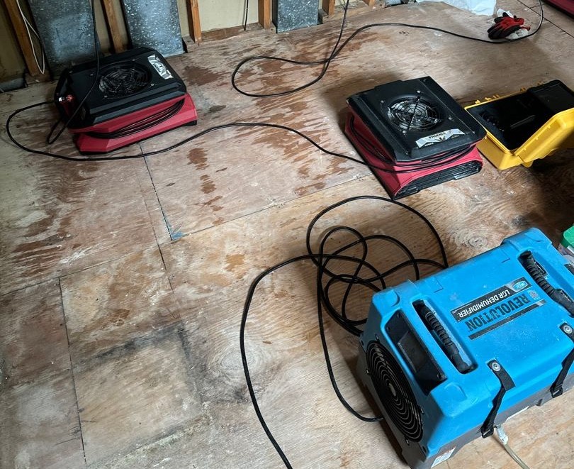 water damaged kitchen