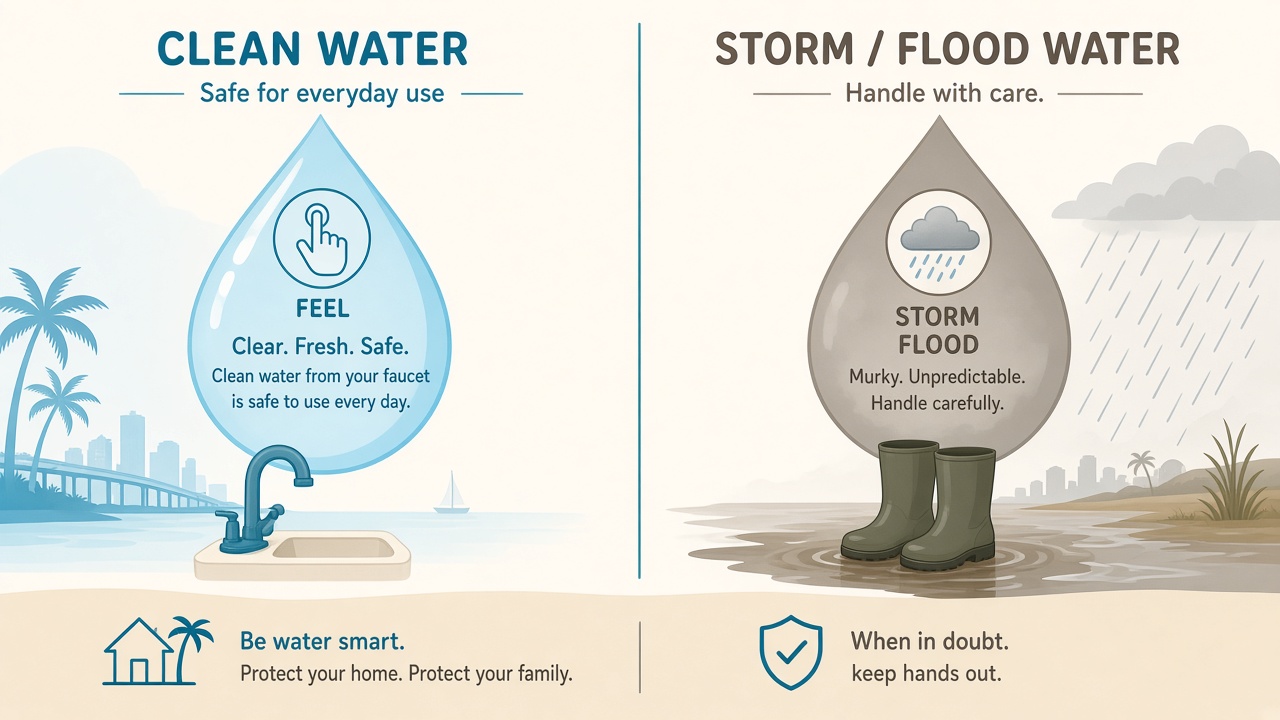Clean tap water versus storm water that can lead to mold