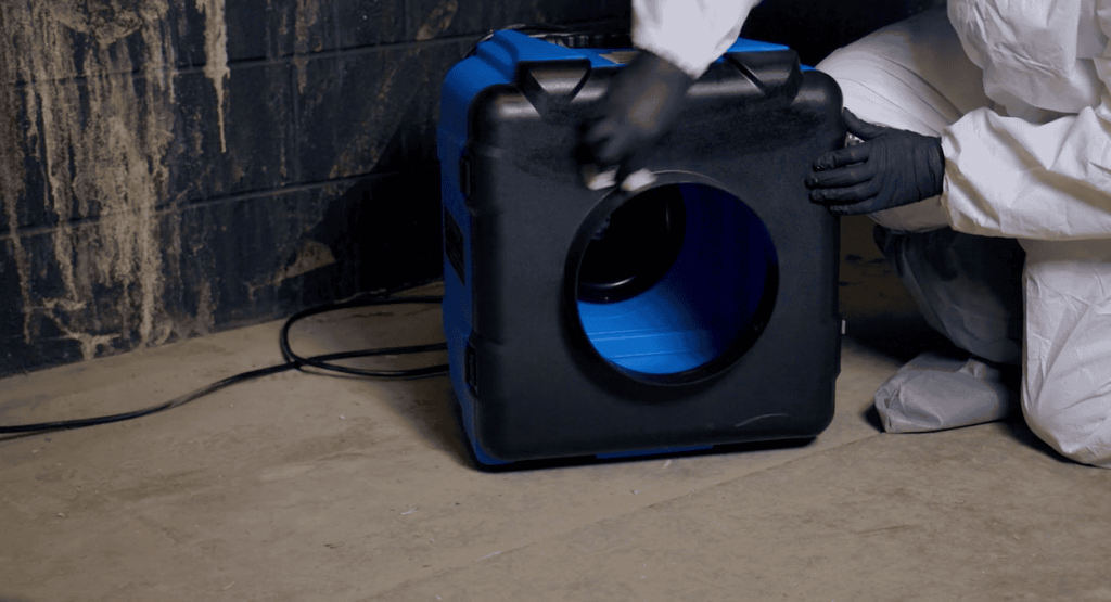 Advanced air filtration equipment used during mold removal in Rancho Cucamonga