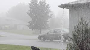 Exterior of a Rancho Cucamonga home during a heavy rainstorm