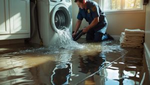 Sudden water damage in a Rancho Cucamonga home caused by a washing machine leak