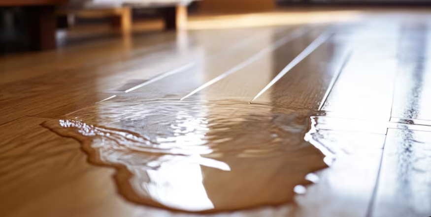 Slow water leak damage discovered beneath kitchen flooring and cabinets in a Rancho Cucamonga CA home after extended summer absence requiring professional water damage restoration service