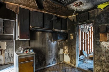 fire damage restoration professionals working inside residential home Alpine New Jersey