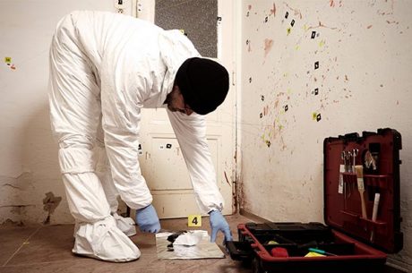 professional biohazard cleanup technicians working inside residential property Ridgewood New Jersey