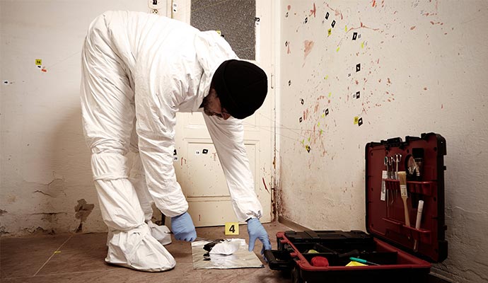 professional biohazard cleanup technicians working inside residential property Ridgewood New Jersey