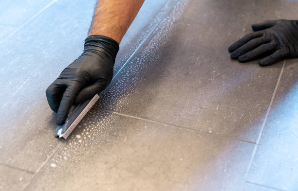 Close up of tile and grout cleaning in glen rock