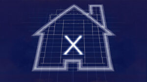 house blueprint with x-marks-the-spot