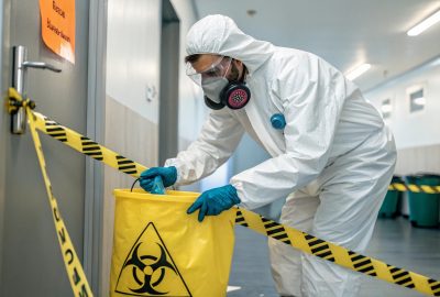 A person working for Biohazard Cleanup Myths