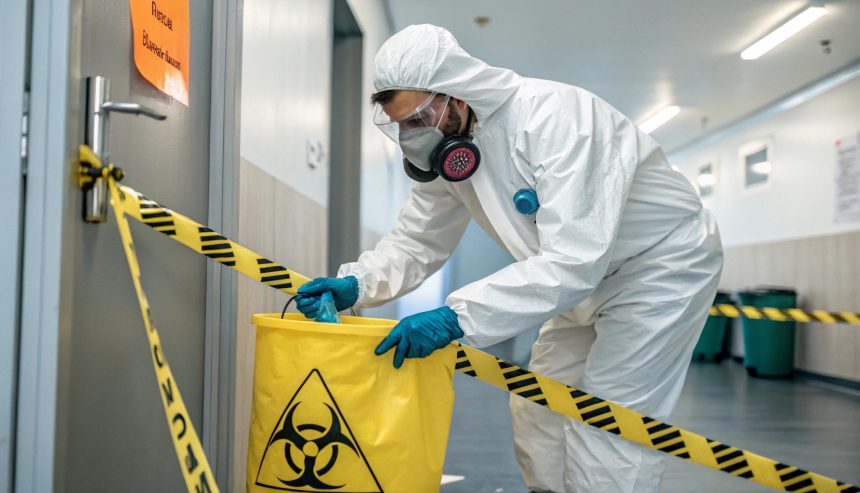 A person working for Biohazard Cleanup Myths