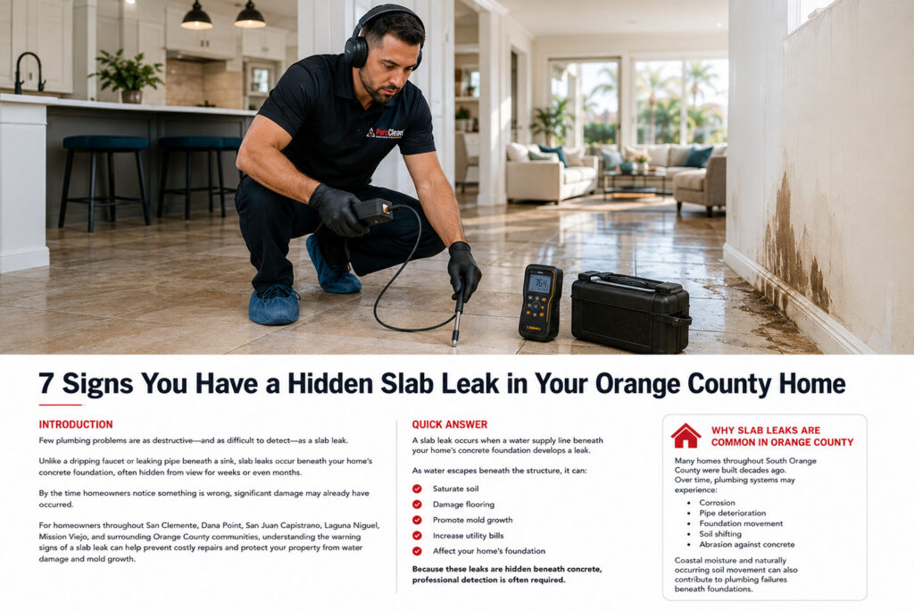 slab leak detection tips sheet