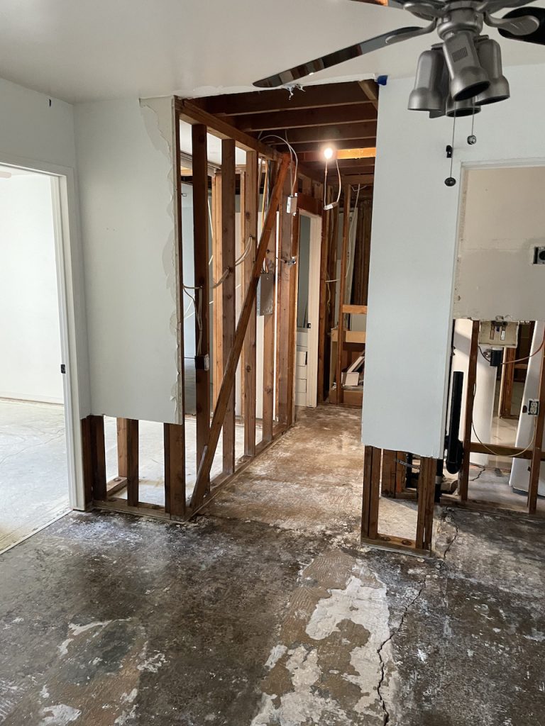 The aftermath of the toilet leak.