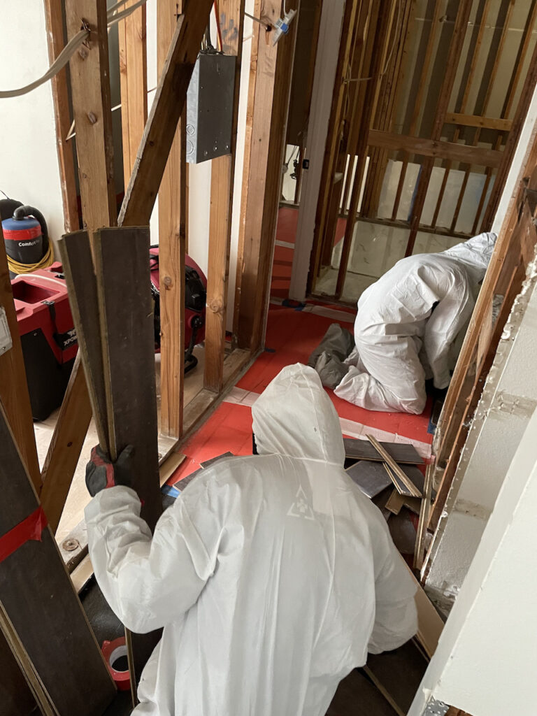 Our trained technicians working hard on solving this water loss.