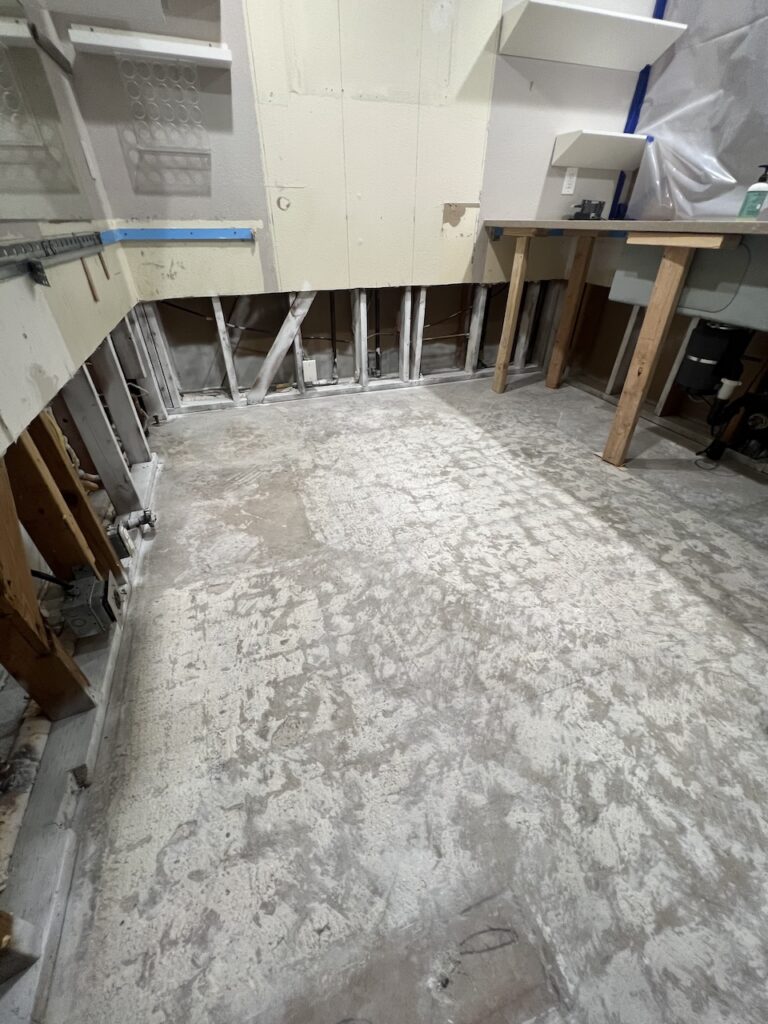 An apartment slab leak caused a significant amount of damage.