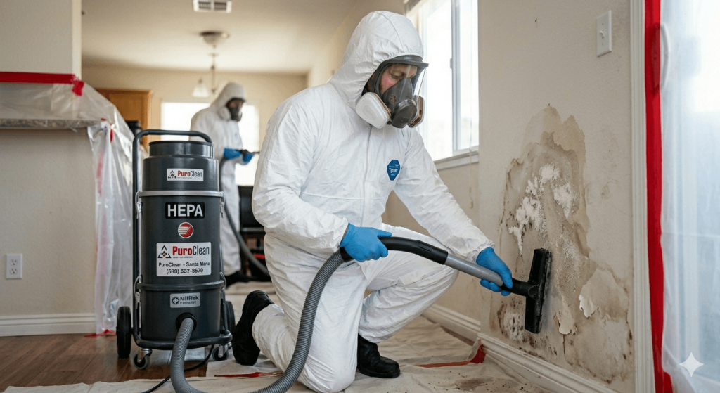Professional white mold remediation following IICRC standards in Santa Maria