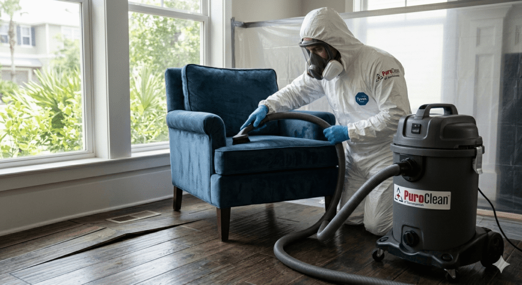 Professional mold remediation of furniture using specialized equipment