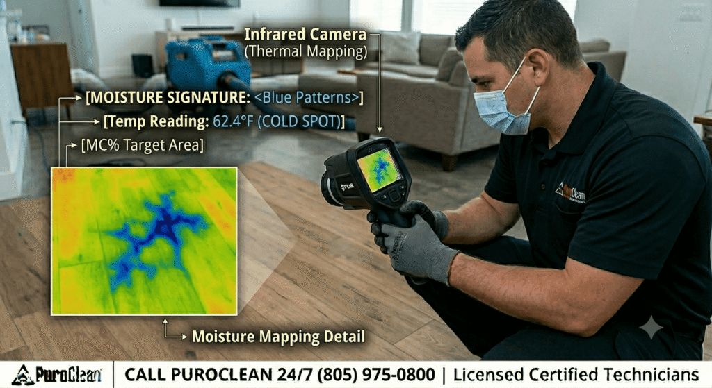 Using thermal imaging to verify if can water damaged hardwood floors be saved without replacement