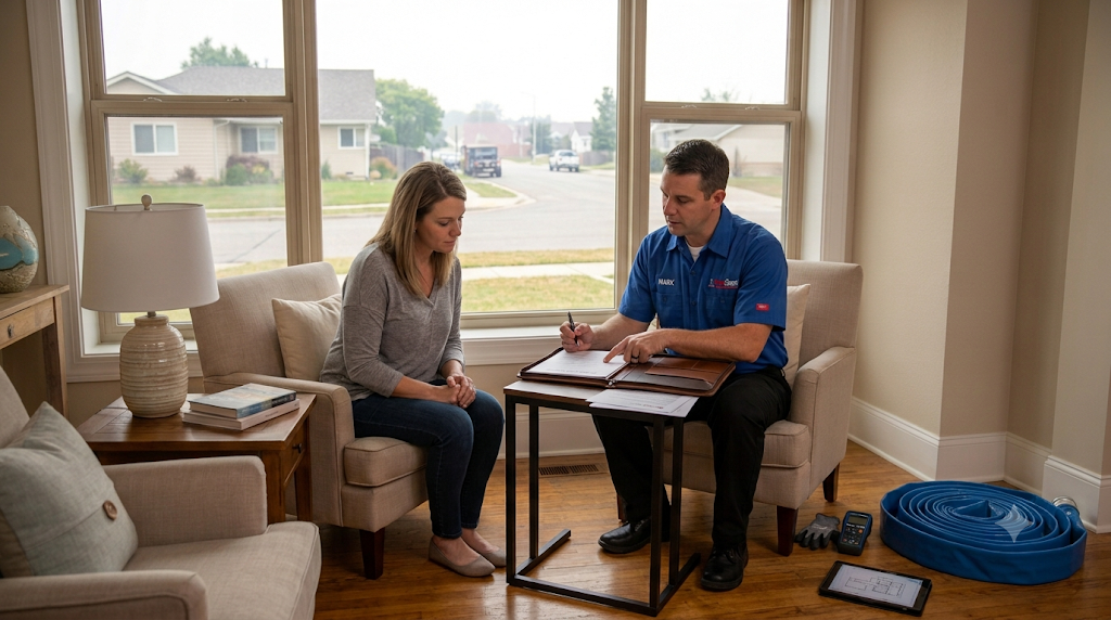 fire damage restoration insurance documentation — scope of work review with homeowner