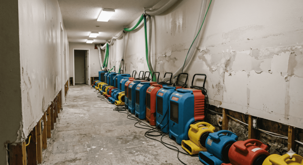 Commercial psychrometric drying equipment configured for structural drying services Santa Rosa Beach