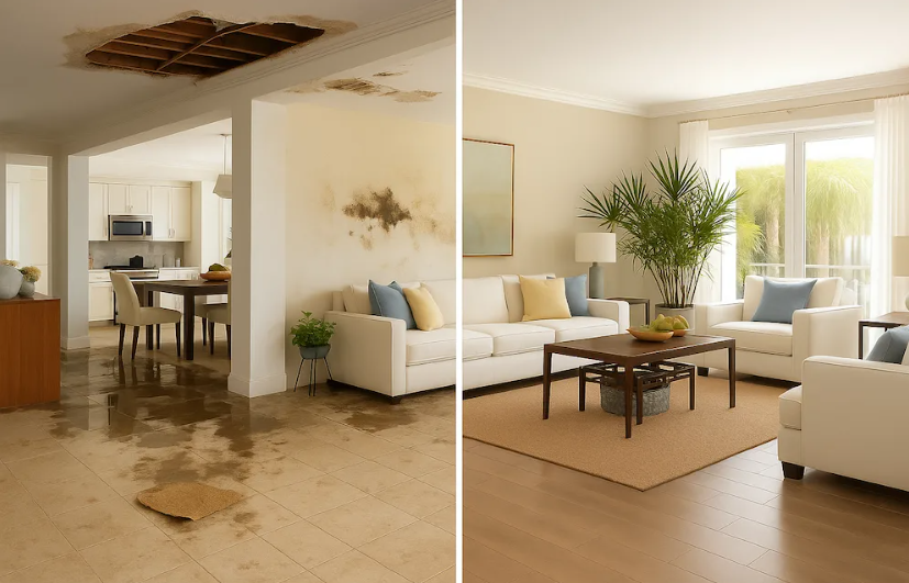 Completed water damage restoration in Spring House showing pristine restored residential interior

