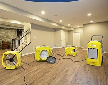 hardwood floor water damage repair professional drying equipment deployed by PuroClean of Lansdale