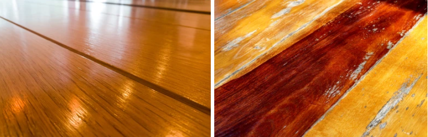 hardwood floor water damage repair before and after professional restoration by PuroClean of Lansdale