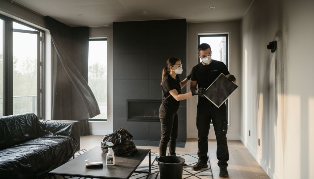 water damage floor repair cost; restoration contractor reviewing moisture documentation with homeowner