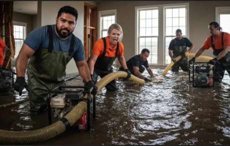 Water damage restoration in Lansdale professional team removing flood water