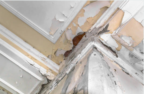 Paint damage from moisture requiring water damage restoration in Kulpsville