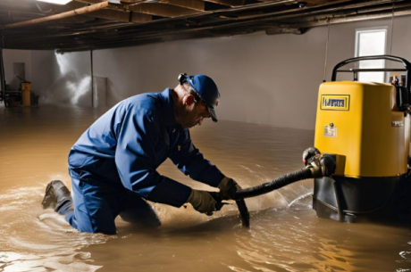 Water damage restoration in Montgomeryville professional team removing flood water