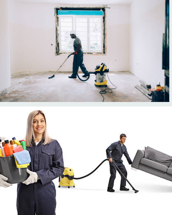 A split-panel composite image showing four stages of restoration: water extraction with a truck-mounted unit; a technician in PPE remediating mold; fire damage cleanup with soot-covered walls; and a finished reconstructed room with fresh paint and flooring| Insurance Claim Restoration in Ambler