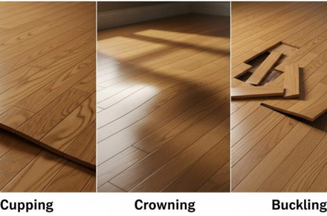 how to fix warped wood floor from water; cupped, crowned & buckled hardwood planks after flooding