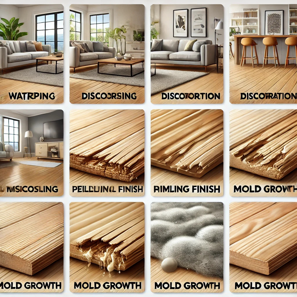 What Causes Water Damaged Wood Floor? Understanding the causes can help you better manage and prevent future damage: Appliance Leaks: Dishwashers, refrigerators, or washing machines may leak, causing water to seep under the floor. Plumbing Issues: Burst pipes or leaking water lines can be devastating. Severe Weather: Heavy rains or flooding can result in substantial water intrusion. High Humidity: Excess moisture in the air, especially in humid climates, can also affect wood floors.