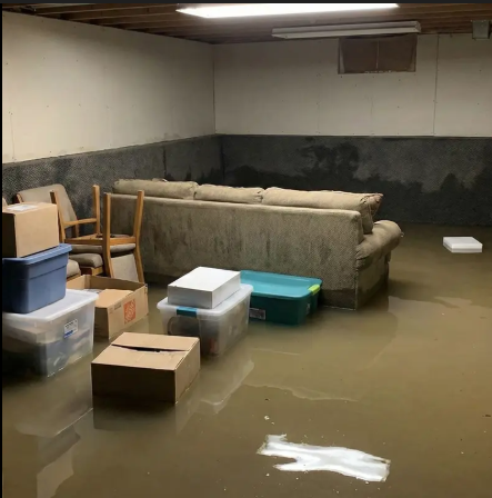 water damage restoration montgomery county PA flooded basement interior