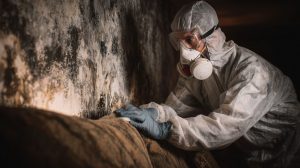 Professional handling the critical smoke damage Shreveport requires, carefully cleaning a soot-stained wall