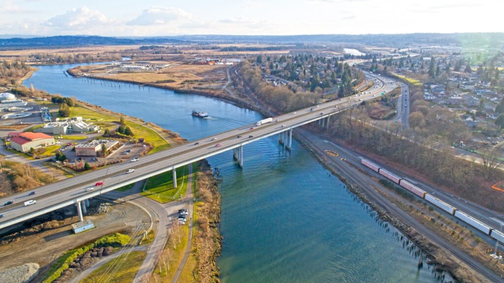I5 bridge over Snohomish River in Everett, Washington