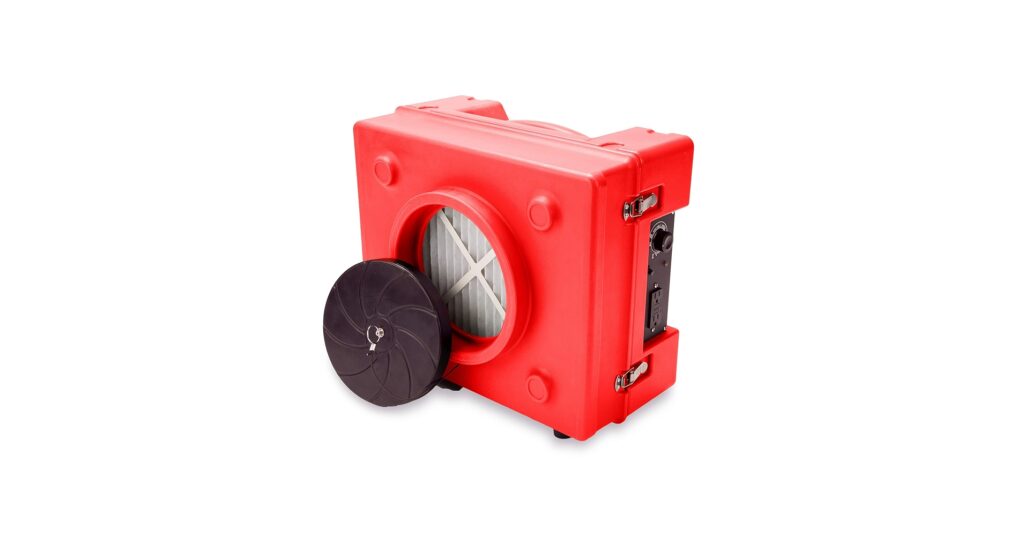 HEPA air scrubber removing mold spores from indoor air