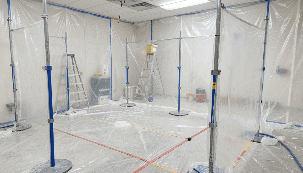 Containment barriers used in mold remediation process