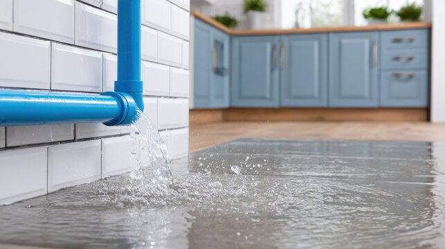 Category 1 clean water damage from burst pipe in home