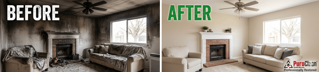 Successful results of soot damage cleaning in Merced.