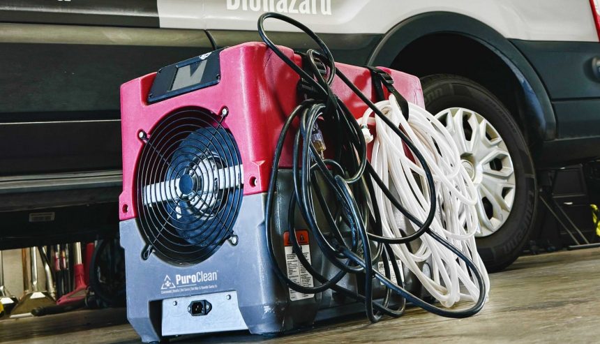 Industrial dehumidifier used during mold remediation process