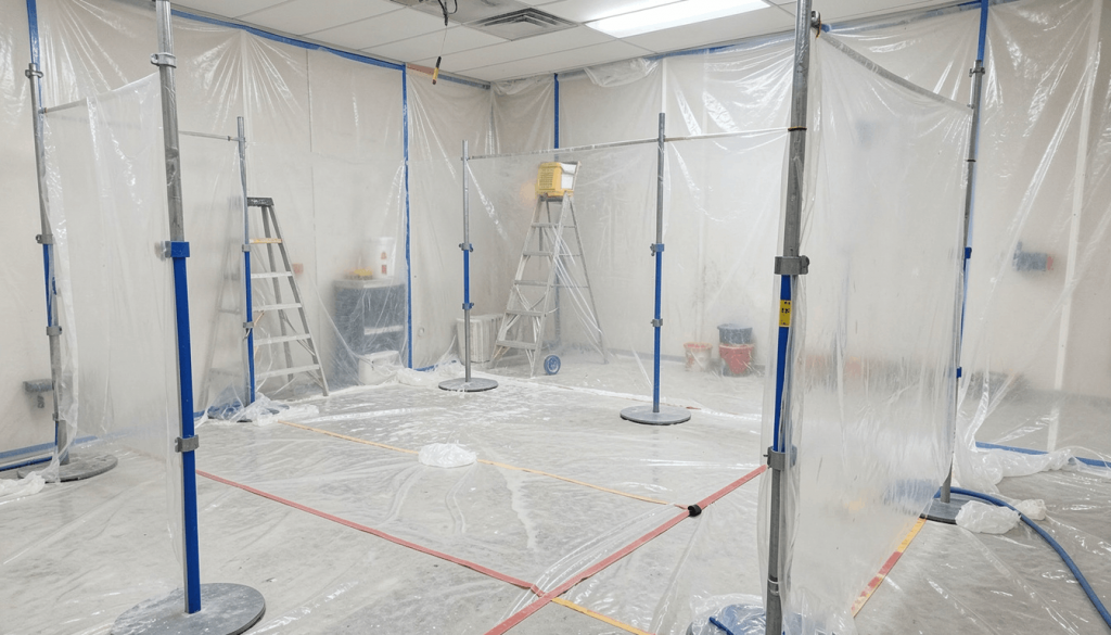 Containment barriers used in mold remediation process