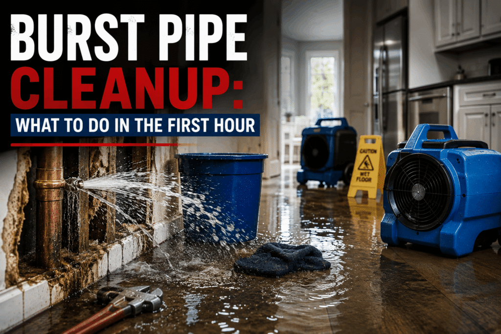 Emergency water extraction after burst pipe cleanup in Southlake, TX home
