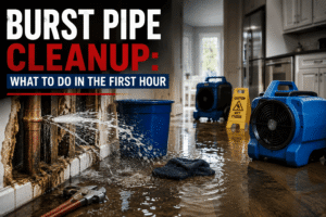 Emergency water extraction after burst pipe cleanup in Southlake, TX home
