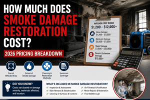 Technician performing odor removal treatment during smoke damage restoration