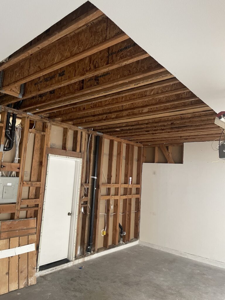 The removed building materials.